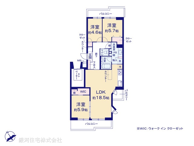 G00374982 神奈川県横浜市港北区新吉田東２丁目 中古マンション 5299万円【間取図】