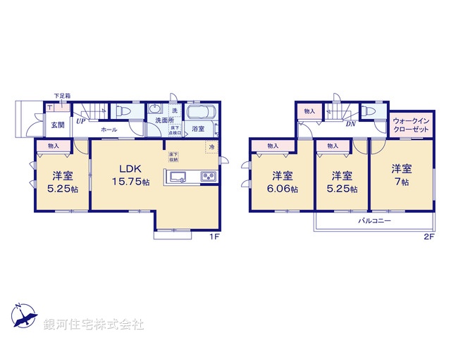 G00375292 千葉県船橋市松が丘５丁目 新築一戸建て 3690万円【間取図】
