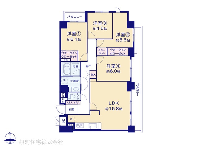 G00375397 神奈川県横浜市中区本牧原 中古マンション 6190万円【間取図】