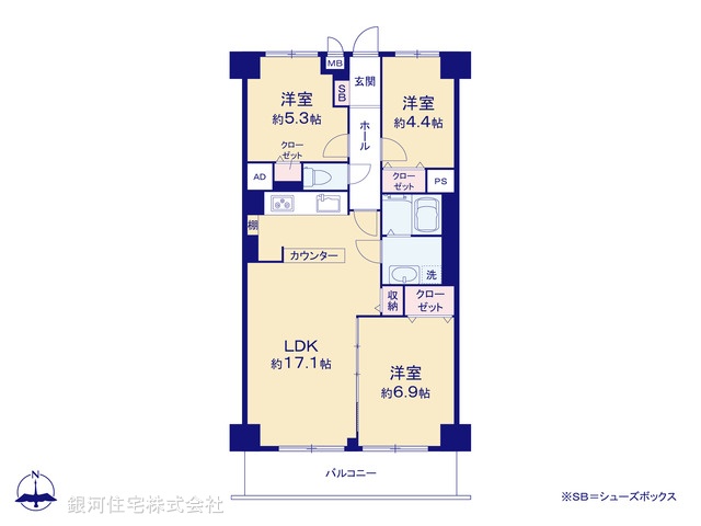 G00375827 埼玉県草加市北谷１丁目 中古マンション 2098万円【間取図】