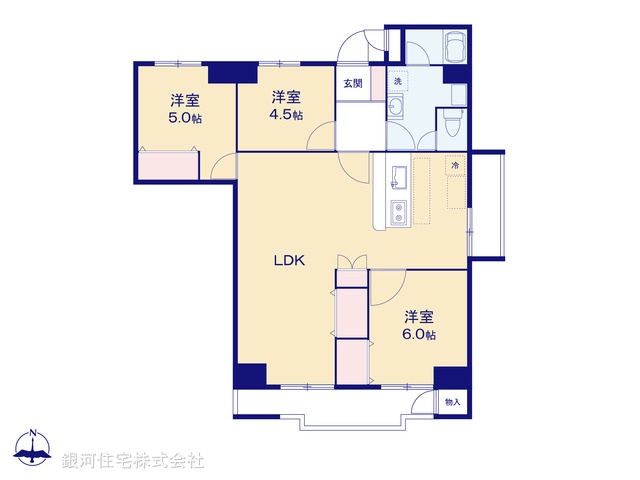 G00375867 神奈川県座間市入谷東２丁目 中古マンション 1980万円【間取図】