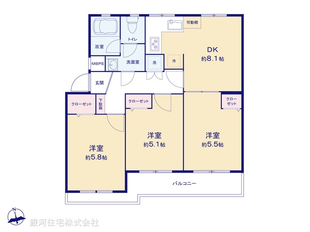 G00375961 神奈川県横浜市青葉区青葉台２丁目 中古マンション 1998万円【間取図】