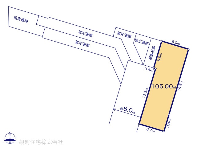 G00376026 埼玉県春日部市一ノ割４丁目 土地 1990万円【区画図】