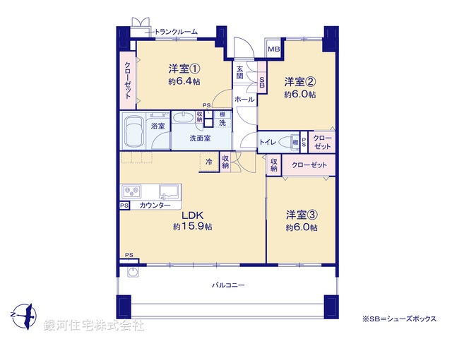 G00376325 千葉県千葉市稲毛区小仲台５丁目 中古マンション 4999万円【間取図】