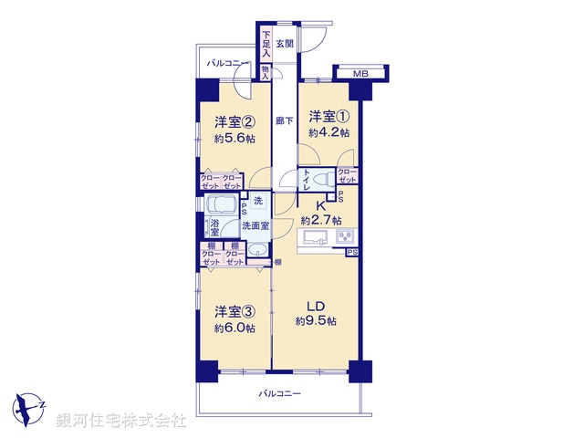 G00376385 神奈川県横浜市南区永田南１丁目 中古マンション 4090万円【間取図】