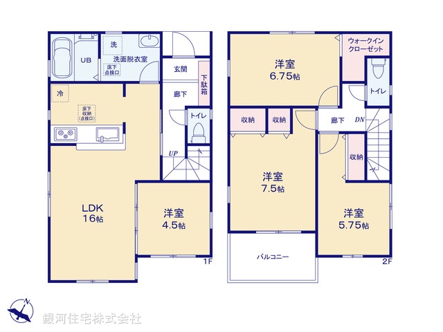 G00376438 千葉県市川市南大野３丁目 新築一戸建て 4380万円【間取図】