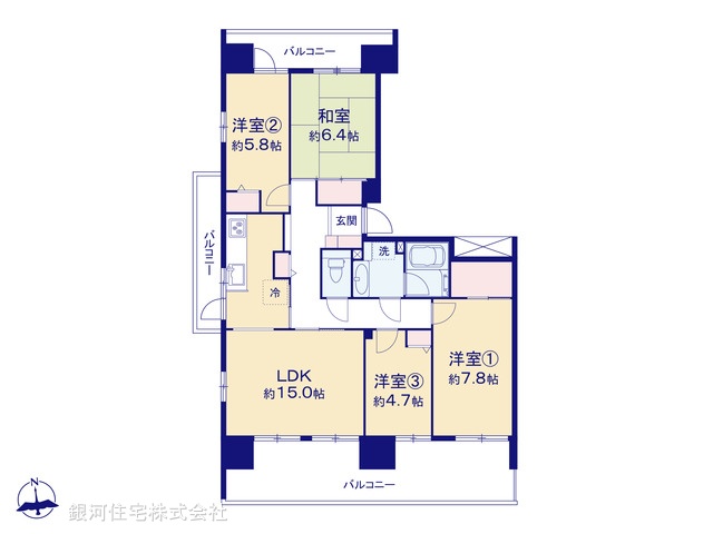 G00376549 神奈川県横須賀市東逸見町１丁目 中古マンション 3798万円【間取図】