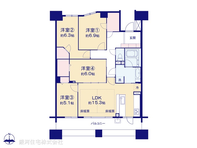 G00376608 神奈川県横浜市西区宮ヶ谷 中古マンション 7980万円【間取図】