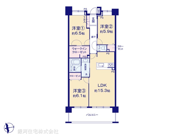 G00376670 神奈川県横浜市港北区樽町２丁目 中古マンション 6490万円【間取図】
