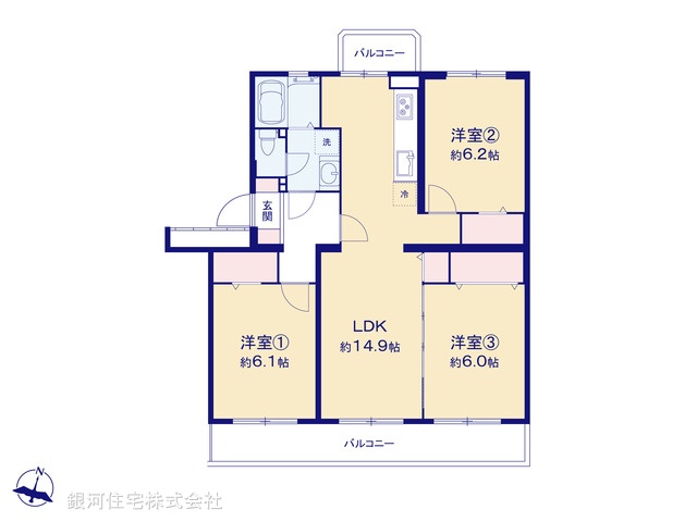 G00376671 神奈川県横須賀市グリーンハイツ 中古マンション 1598万円【間取図】