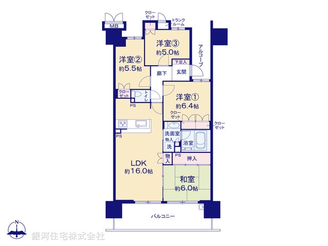 G00376676 神奈川県川崎市川崎区中瀬３丁目 中古マンション 5790万円【間取図】