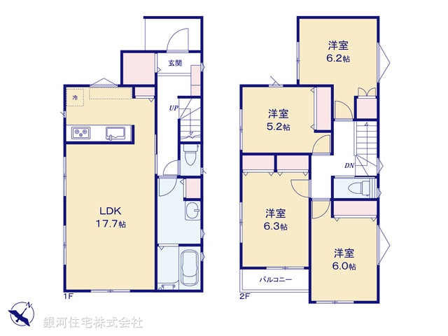 G00376790 神奈川県横浜市神奈川区三ツ沢上町 新築一戸建て 5780万円【間取図】