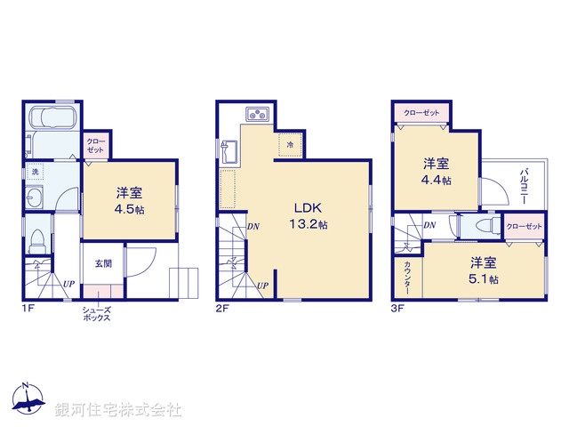G00376871 神奈川県横浜市神奈川区入江１丁目 新築一戸建て 3980万円【間取図】