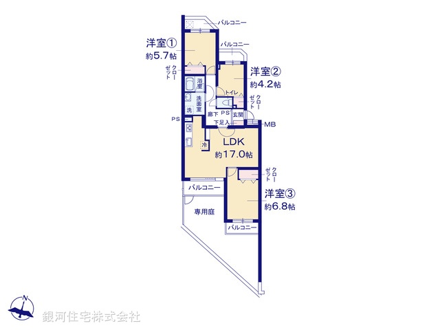 G00377057 神奈川県横浜市南区六ツ川３丁目 中古マンション 1690万円【間取図】