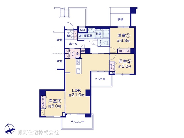 G00377205 神奈川県横浜市保土ヶ谷区狩場町 中古マンション 2298万円【間取図】
