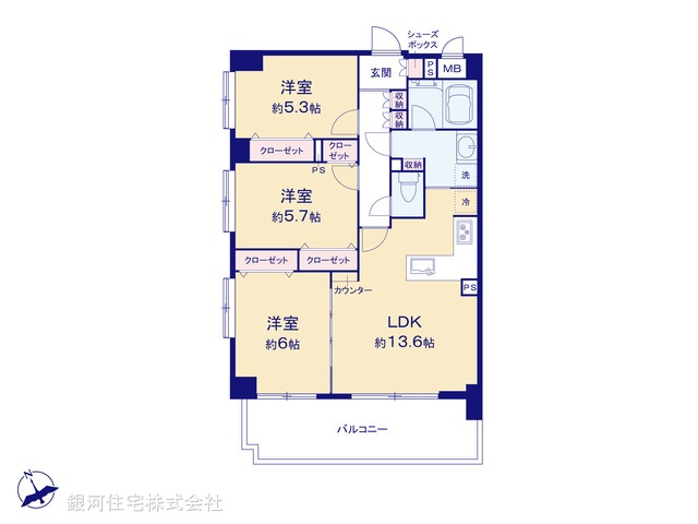 G00377220 神奈川県横浜市金沢区洲崎町 中古マンション 4199万円【間取図】