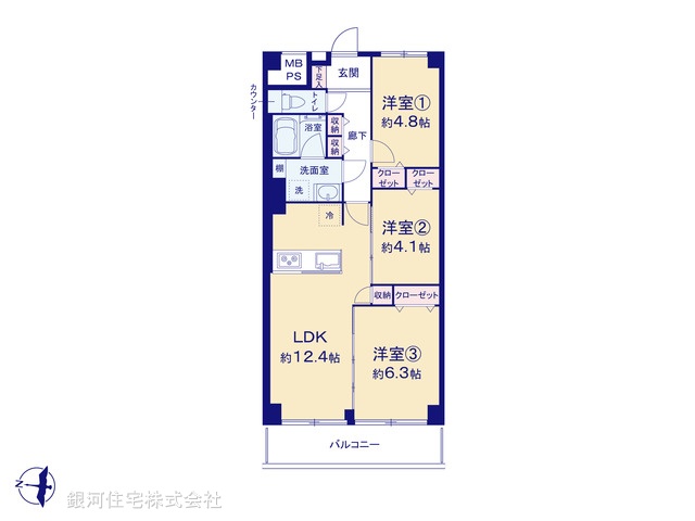 G00377222 神奈川県横浜市港北区新吉田東１丁目 中古マンション 2980万円【間取図】