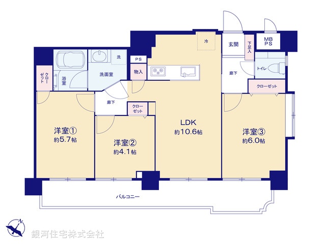 G00377228 東京都西東京市谷戸町３丁目 中古マンション 4390万円【間取図】