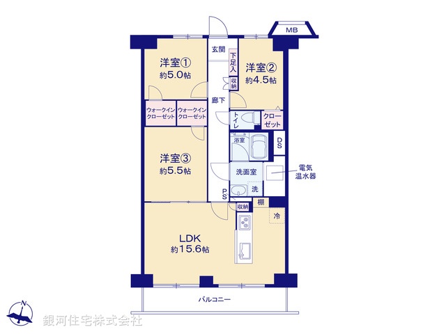 G00377230 神奈川県横浜市鶴見区朝日町２丁目 中古マンション 2680万円【間取図】