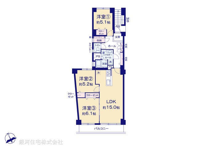 G00377260 神奈川県川崎市宮前区土橋６丁目 中古マンション 2148万円【間取図】