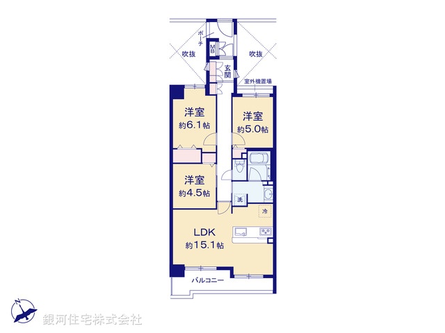 G00377279 神奈川県川崎市多摩区中野島４丁目 中古マンション 4999万円【間取図】