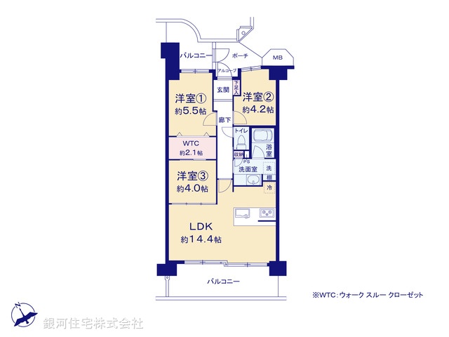 G00377338 神奈川県横浜市港北区菊名３丁目 中古マンション 4280万円【間取図】