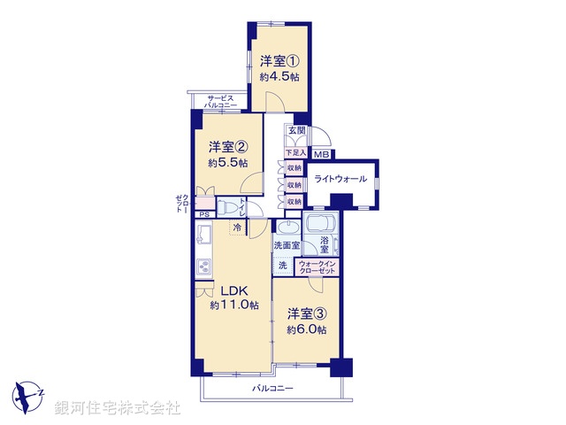 G00377459 神奈川県横浜市旭区今宿東町 中古マンション 2480万円【間取図】