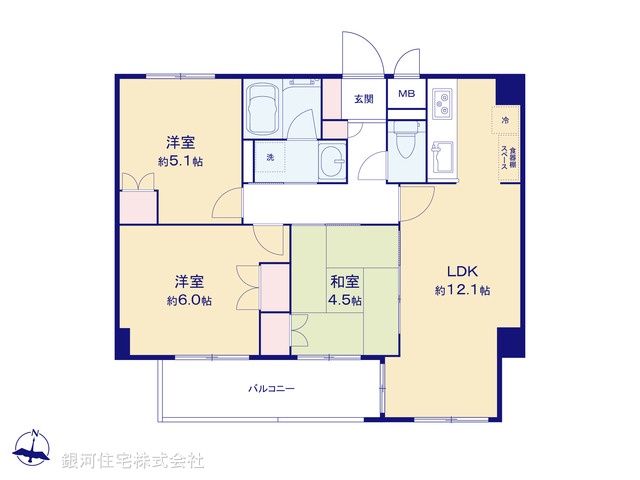 G00377494 東京都東村山市富士見町３丁目 中古マンション 2199万円【間取図】