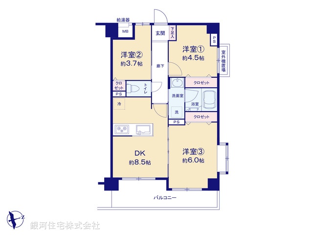 G00377528 神奈川県横浜市南区三春台 中古マンション 2698万円【間取図】