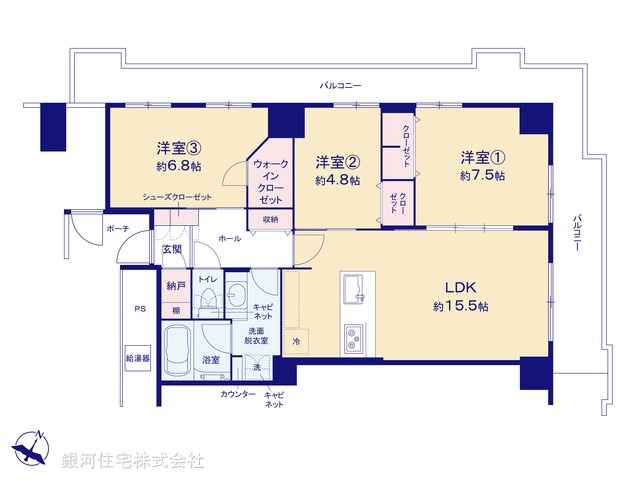 G00377549 東京都中央区日本橋浜町３丁目 中古マンション 2億2800万円【間取図】
