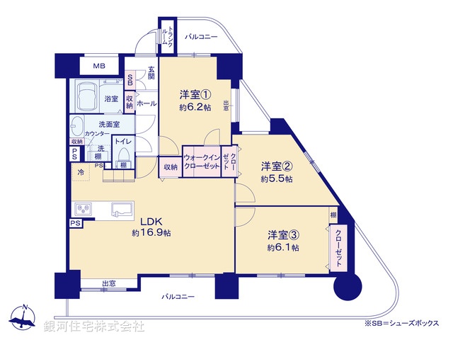 G00377552 神奈川県横浜市港北区新横浜２丁目 中古マンション 6580万円【間取図】
