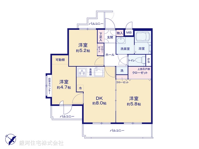 G00377643 神奈川県横浜市旭区市沢町 中古マンション 1880万円【間取図】