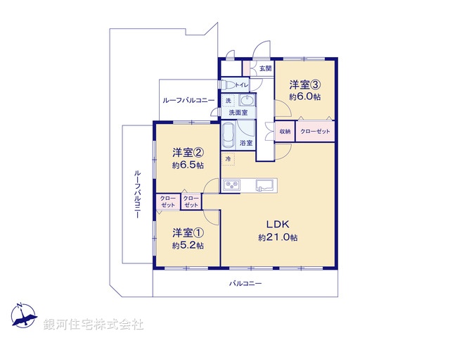 G00377644 神奈川県横浜市磯子区磯子３丁目 中古マンション 4980万円【間取図】