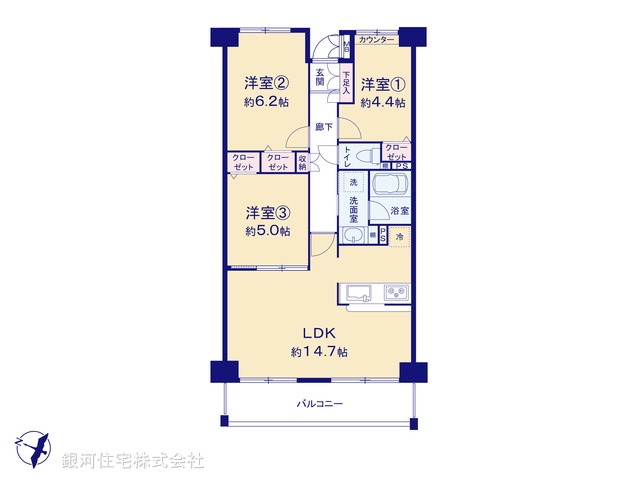 G00377646 埼玉県さいたま市緑区大字三室 中古マンション 2499万円【間取図】