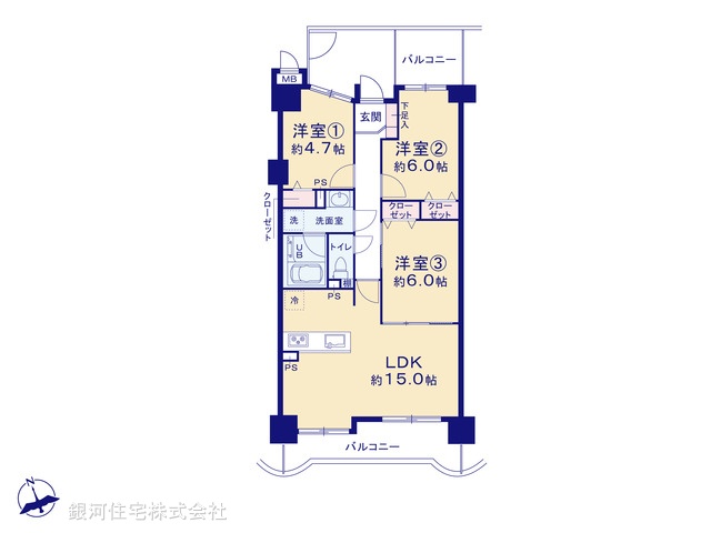 G00377771 埼玉県八潮市緑町２丁目 中古マンション 2399万円【間取図】