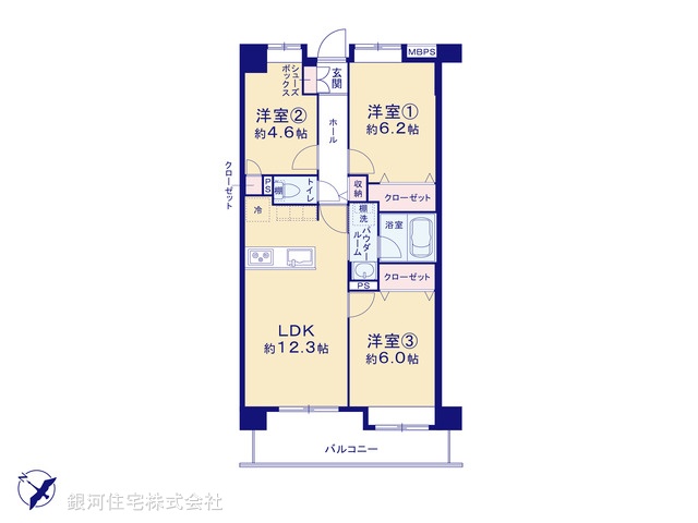 G00377795 東京都八王子市めじろ台２丁目 中古マンション 3380万円【間取図】