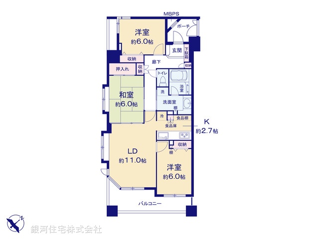 G00377801 東京都江戸川区西一之江３丁目 中古マンション 4780万円【間取図】