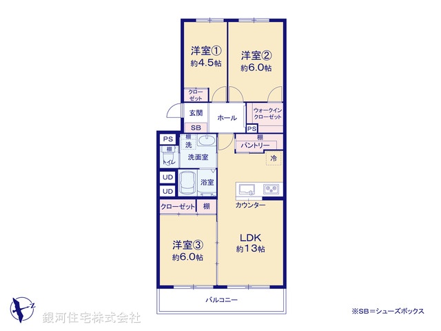G00377956 神奈川県横浜市保土ヶ谷区瀬戸ヶ谷町 中古マンション 1980万円【間取図】