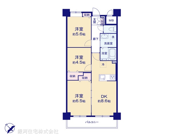 G00378093 東京都世田谷区野毛３丁目 中古マンション 6180万円【間取図】
