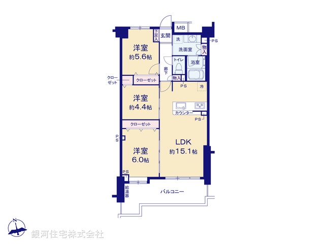 G00378143 埼玉県川口市元郷１丁目 中古マンション 4299万円【間取図】