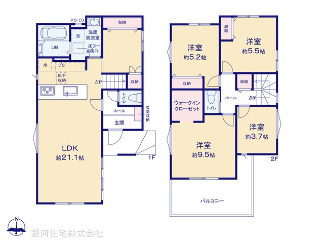 G00378314 千葉県千葉市中央区旭町 新築一戸建て 4599万円【間取図】
