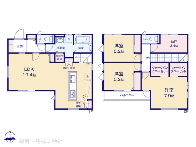 G00378531 千葉県市川市東菅野３丁目 新築一戸建て 6880万円【間取図】
