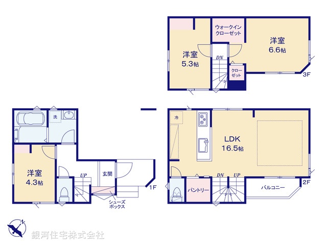 G00378597 千葉県市川市塩焼２丁目 新築一戸建て 6280万円【間取図】