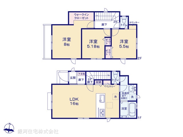 G00378757 東京都日野市日野本町４丁目 新築一戸建て 5480万円【間取図】