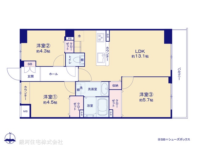 G00379091 東京都足立区西新井２丁目 中古マンション 3480万円【間取図】