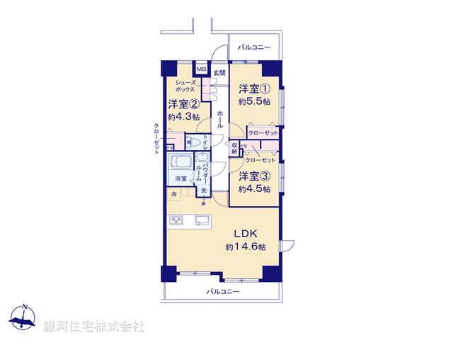 G00379096 東京都台東区三ノ輪１丁目 中古マンション 6480万円【間取図】