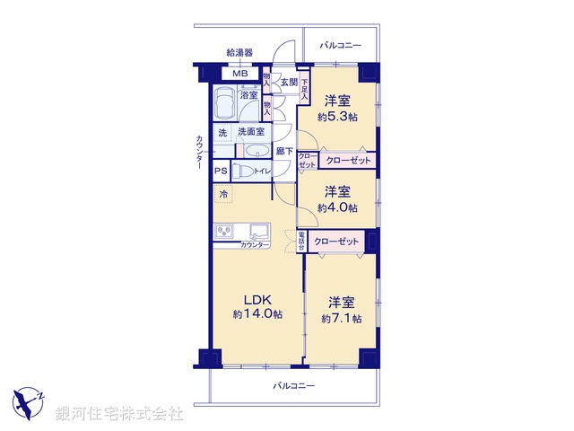 G00379118 神奈川県川崎市川崎区桜本２丁目 中古マンション 3899万円【間取図】