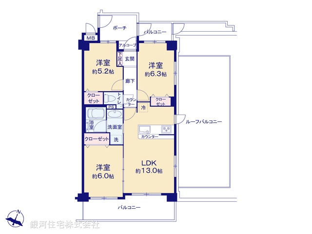 G00379120 神奈川県横浜市鶴見区汐入町２丁目 中古マンション 4499万円【間取図】