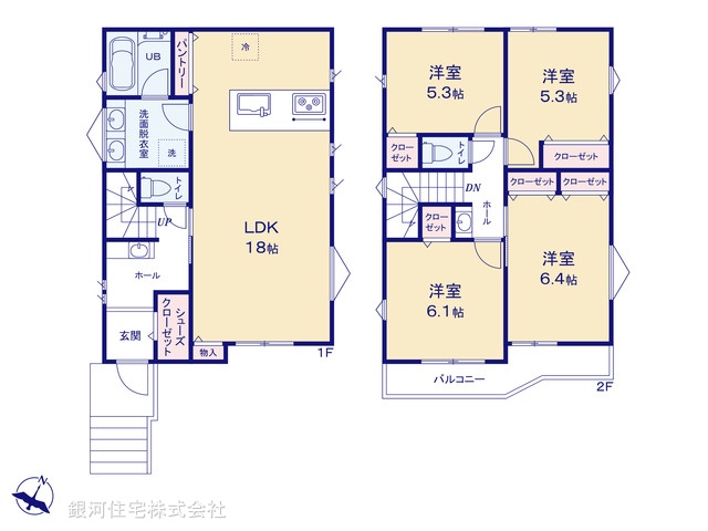 G00379169 神奈川県横浜市緑区長津田２丁目 新築一戸建て 6490万円【間取図】