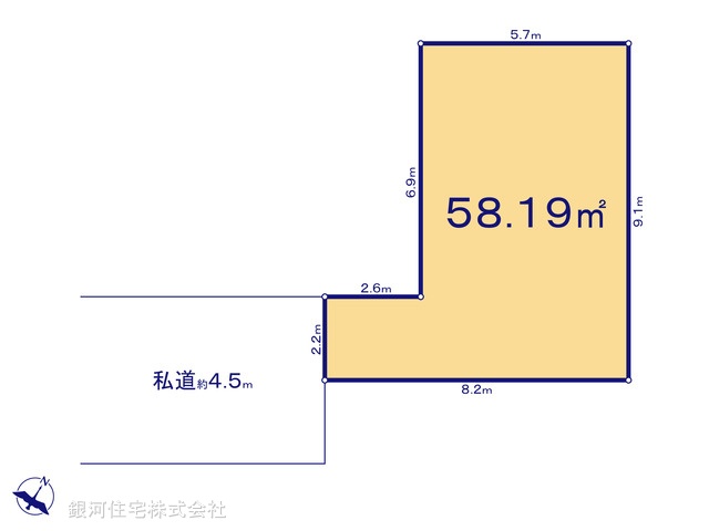 G00379215 東京都大田区中央３丁目 土地(建築条件付土地) 4400万円【区画図】
